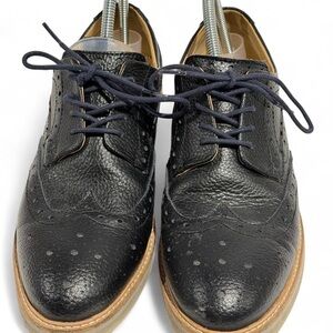 Men’s Black Leather Brogue Oxford Shoes 10 Weatherproof Vintage Dark Academia